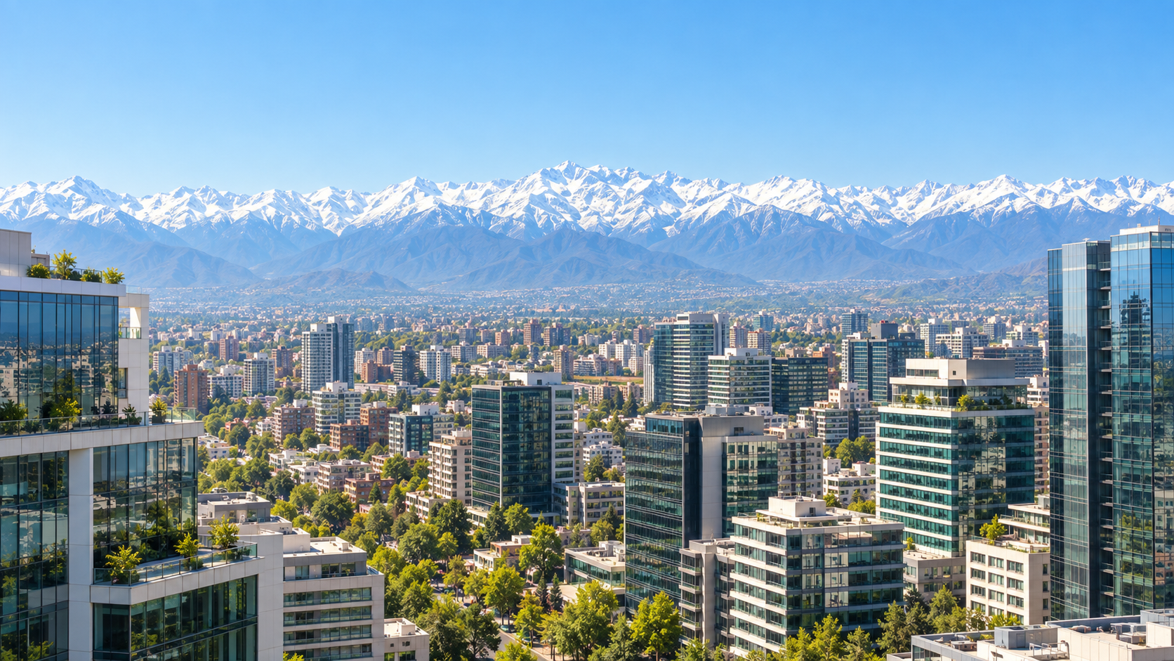 Santiago, Chile and the Andes on a clear day