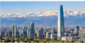 Santiago business district and the Andes